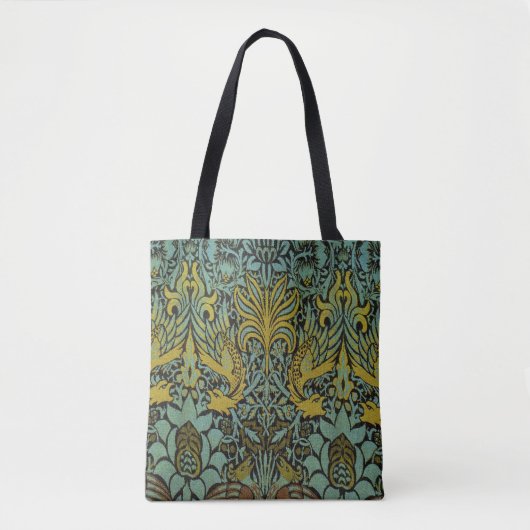William Morris Peacock Dragon Wallpaper Tote Bag (Voorkant)