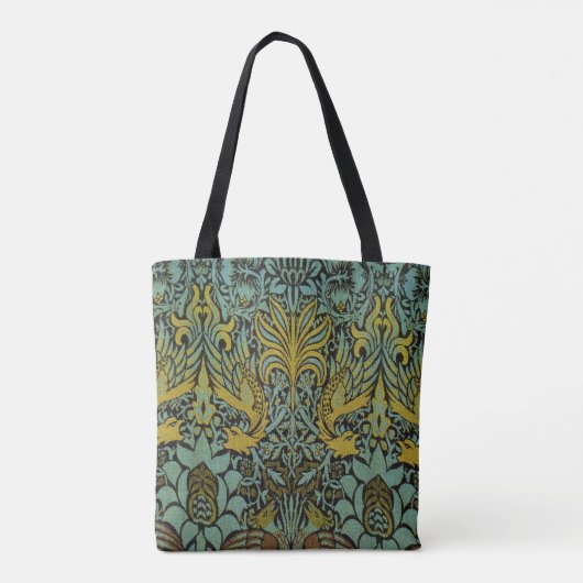 William Morris Peacock Dragon Wallpaper Tote Bag (Achterkant)