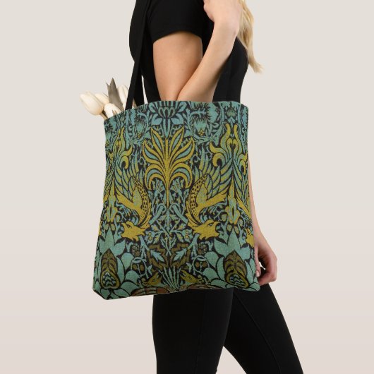William Morris Peacock Dragon Wallpaper Tote Bag (Dichtbij)
