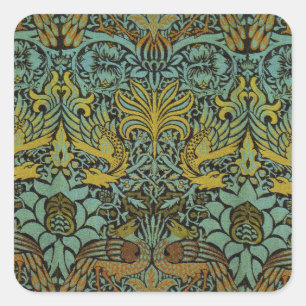 William Morris Peacock Dragon Wallpaper Vierkante Sticker