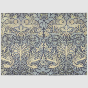 William Morris Peacock en Dragon Blue Decoupage Tissuepapier