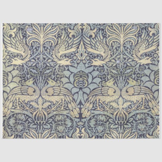 William Morris Peacock en Dragon Blue Decoupage Tissuepapier (Voorkant)