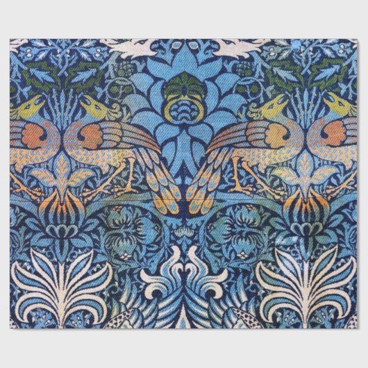William Morris Peacock en Dragon Blue Pattern Cadeaupapier (Vlak)