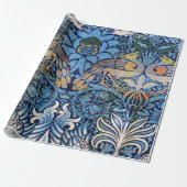 William Morris Peacock en Dragon Blue Pattern Cadeaupapier (Uitgerold)