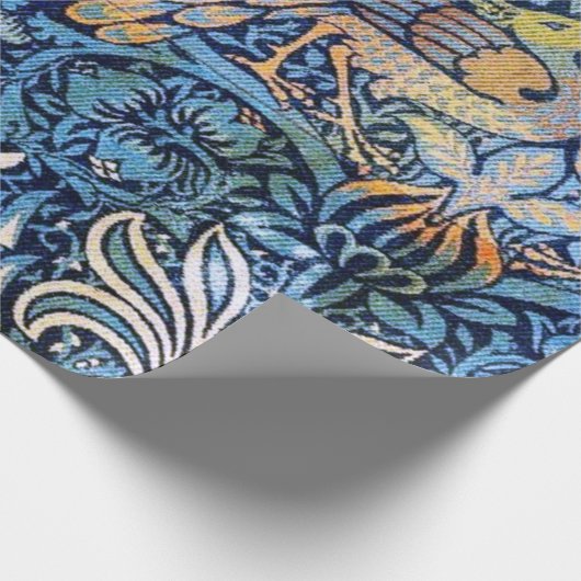 William Morris Peacock en Dragon Blue Pattern Cadeaupapier (Hoek)