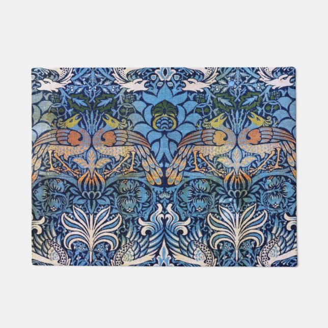 William Morris Peacock en Dragon Blue Pattern Deurmat (Voorkant)