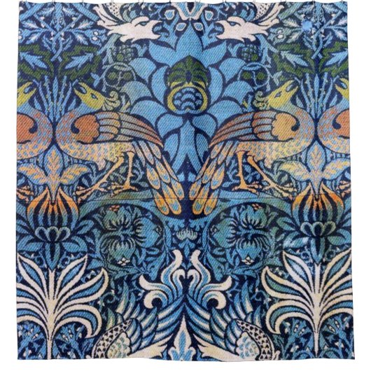 William Morris Peacock en Dragon Blue Pattern Douchegordijn (Voorkant)