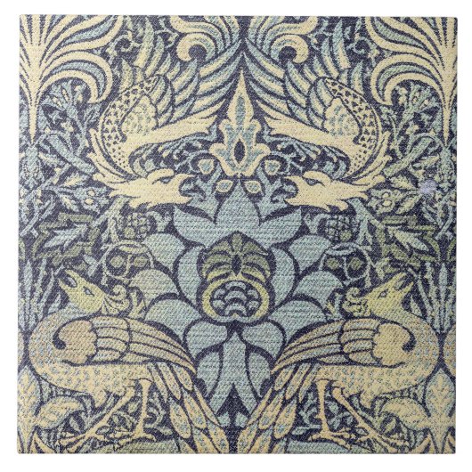 William Morris Peacock en Dragon Tegeltje (Voorkant)