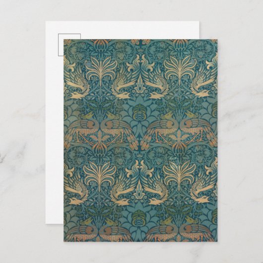 William Morris Peacock en Dragon Textile Design Briefkaart (Voorkant / Achterkant)