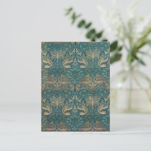 William Morris Peacock en Dragon Textile Design Briefkaart (Staand voorkant)
