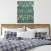 William Morris Peacock en Dragon Textile Design Canvas Afdruk (Insitu (Slaapkamer))