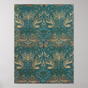 William Morris Peacock en Dragon Textile Design Poster