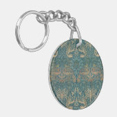 William Morris Peacock en Dragon Textile Design Sleutelhanger (Voorkant Links)