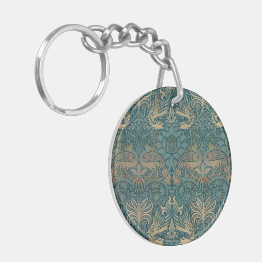 William Morris Peacock en Dragon Textile Design Sleutelhanger (Voorkant Links)