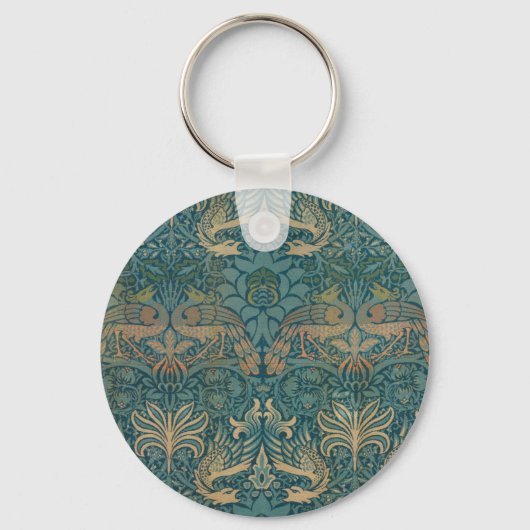 William Morris Peacock en Dragon Textile Design Sleutelhanger (Voorkant)