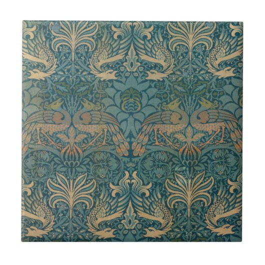 William Morris Peacock en Dragon Textile Design Tegeltje (Voorkant)