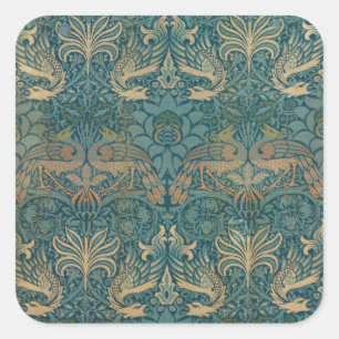 William Morris Peacock en Dragon Textile Design Vierkante Sticker