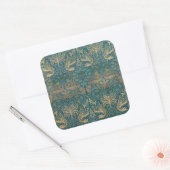 William Morris Peacock en Dragon Textile Design Vierkante Sticker (Envelop)