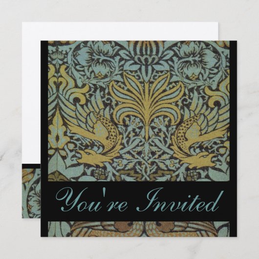 William Morris Peacock Wedding Invitations Kaart (Voorkant / Achterkant)
