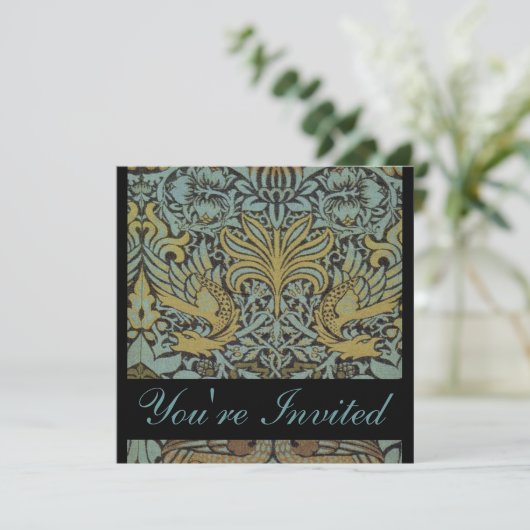 William Morris Peacock Wedding Invitations Kaart (Staand voorkant)