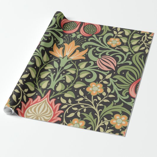 William Morris Persian Floral Antiek Cadeaupapier (Uitgerold)