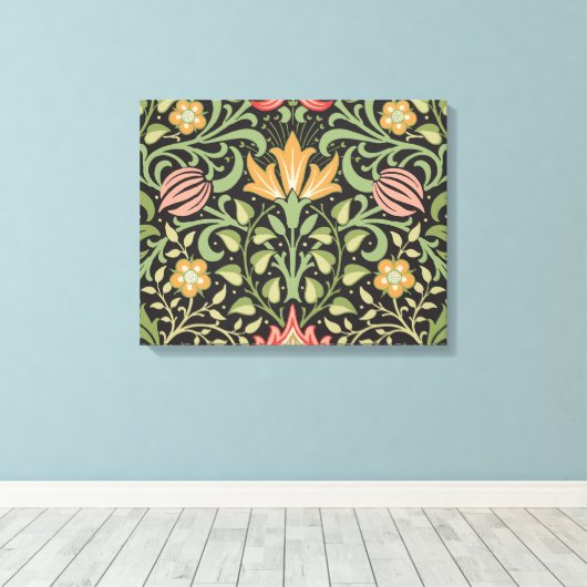William Morris Persian Floral Antiek Canvas Afdruk (Insitu (Houten vloer))