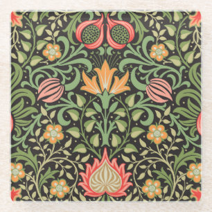 William Morris Persian Floral Antiek Glazen Onderzetter