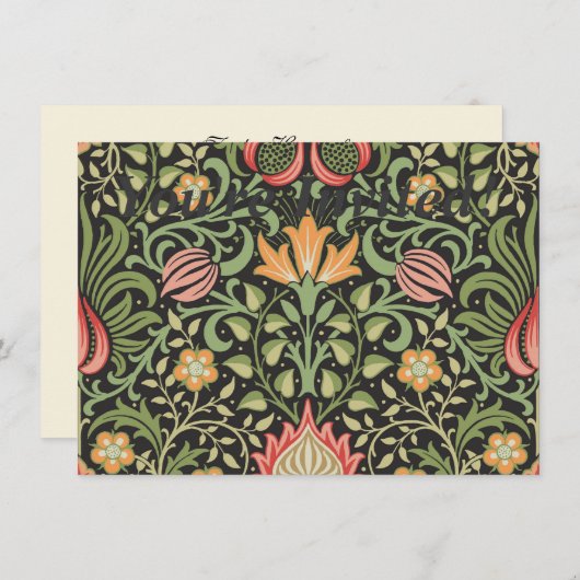 William Morris Persian Floral Antiek Kaart (Voorkant / Achterkant)