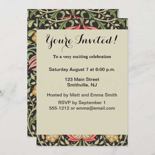 William Morris Persian Floral Antiek Kaart (Voorkant / Achterkant)