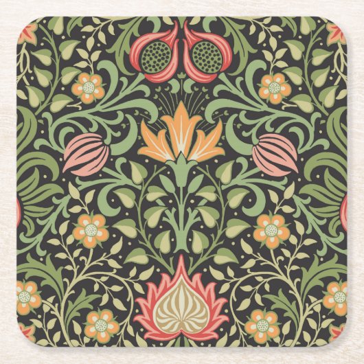 William Morris Persian Floral Antiek Kartonnen Onderzetters (Voorkant)