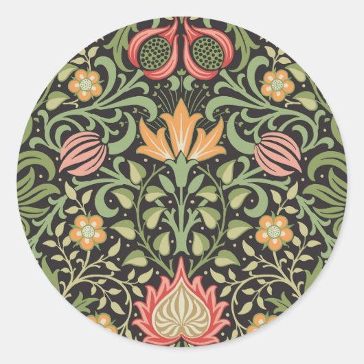 William Morris Persian Floral Antiek Ronde Sticker (Voorkant)
