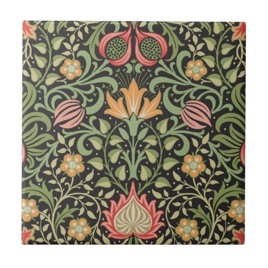 William Morris Persian Floral Antiek Tegeltje (Voorkant)