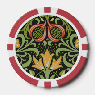 William Morris Persian Floral Botanical Design Poker Chips