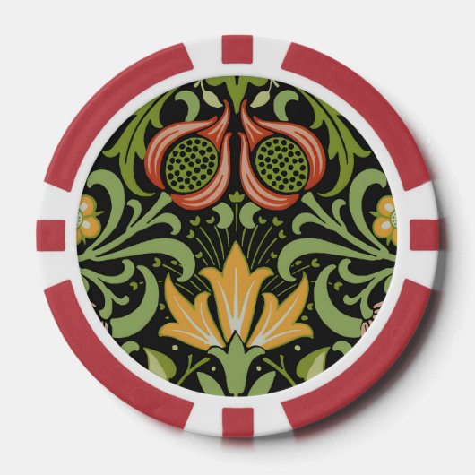 William Morris Persian Floral Botanical Design Poker Chips (Voorkant)