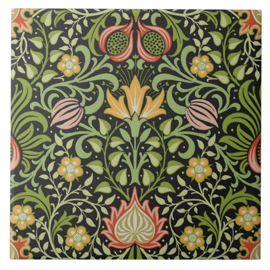 William Morris Persian Floral Botanical Design Tegeltje (Voorkant)