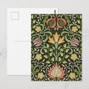 William Morris Perzisch Zwart Bloemmotief Tegelmot Briefkaart