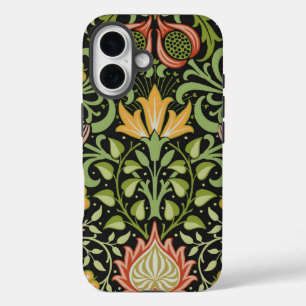 William Morris Perzisch Zwart Bloemmotief Tegelmot iPhone 16 Hoesje