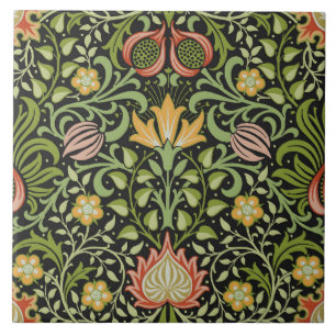 William Morris Perzisch Zwart Bloemmotief Tegelmot Tegeltje