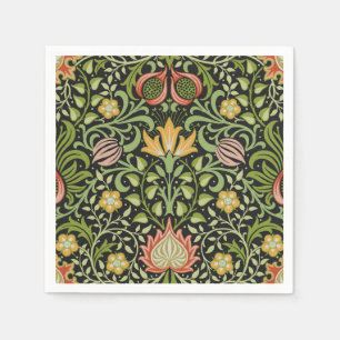 William Morris Perzisch Zwarte Bloemtegeltjeskunst Servet