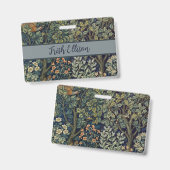 William Morris Pheasant Bird Tree Botanical Badge (Voor- en achterkant)