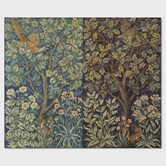 William Morris - Pheasant Bird Tree Botanical Cadeaupapier (Vlak)
