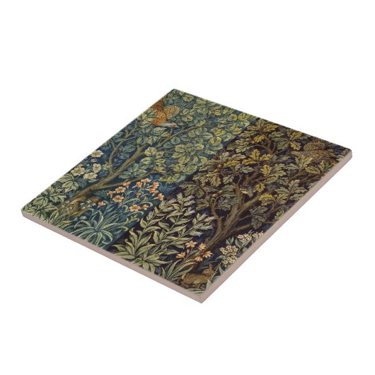 William Morris - Pheasant Bird Tree Botanical Tegeltje (Zijkant)