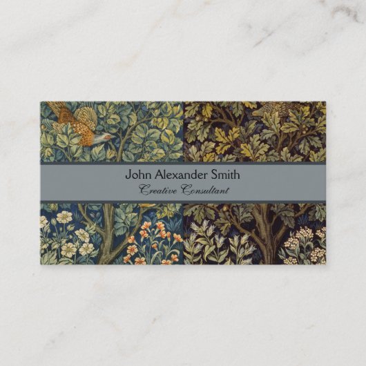 William Morris - Pheasant Bird Tree Botanical Visitekaartje (Voorkant)