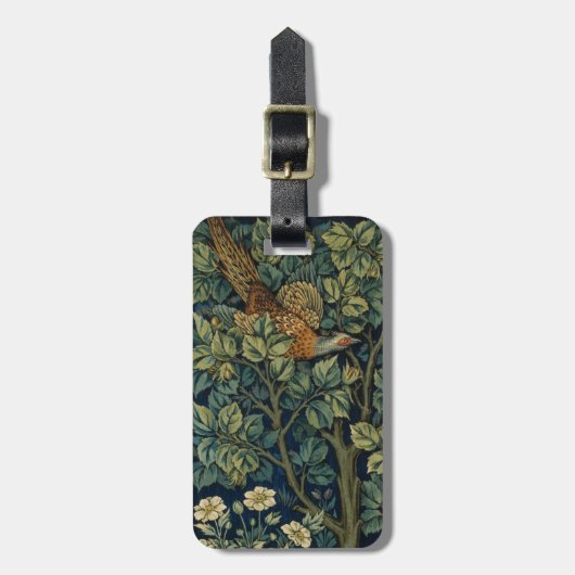William Morris Pheasant Bird Tree Woodland Bagagelabel (Voorkant verticaal)