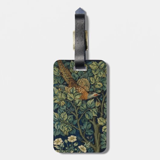 William Morris Pheasant Bird Tree Woodland Bagagelabel (Achterkant verticaal)