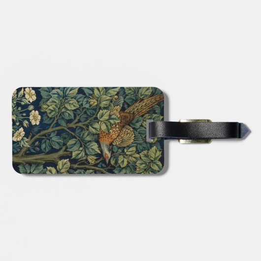 William Morris Pheasant Bird Tree Woodland Bagagelabel (Achterkant horizontaal)
