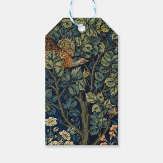 William Morris Pheasant Bird Tree Woodland Cadeaulabel (Voorkant)