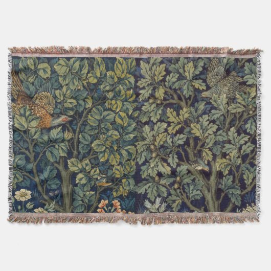 William Morris Pheasant Bird Tree Woodland Deken (Voorkant)