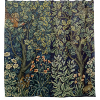William Morris Pheasant Bird Tree Woodland Douchegordijn