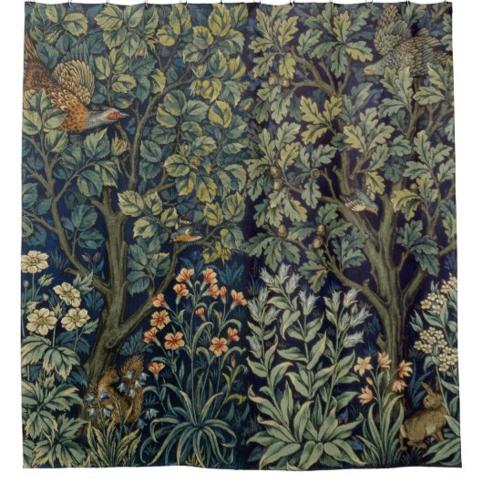 William Morris Pheasant Bird Tree Woodland Douchegordijn (Voorkant)
